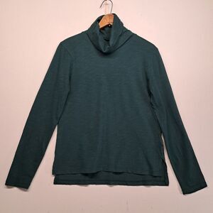 Madewell Turtleneck Shirt Womens Small Green Long Sleeve Slub Knit